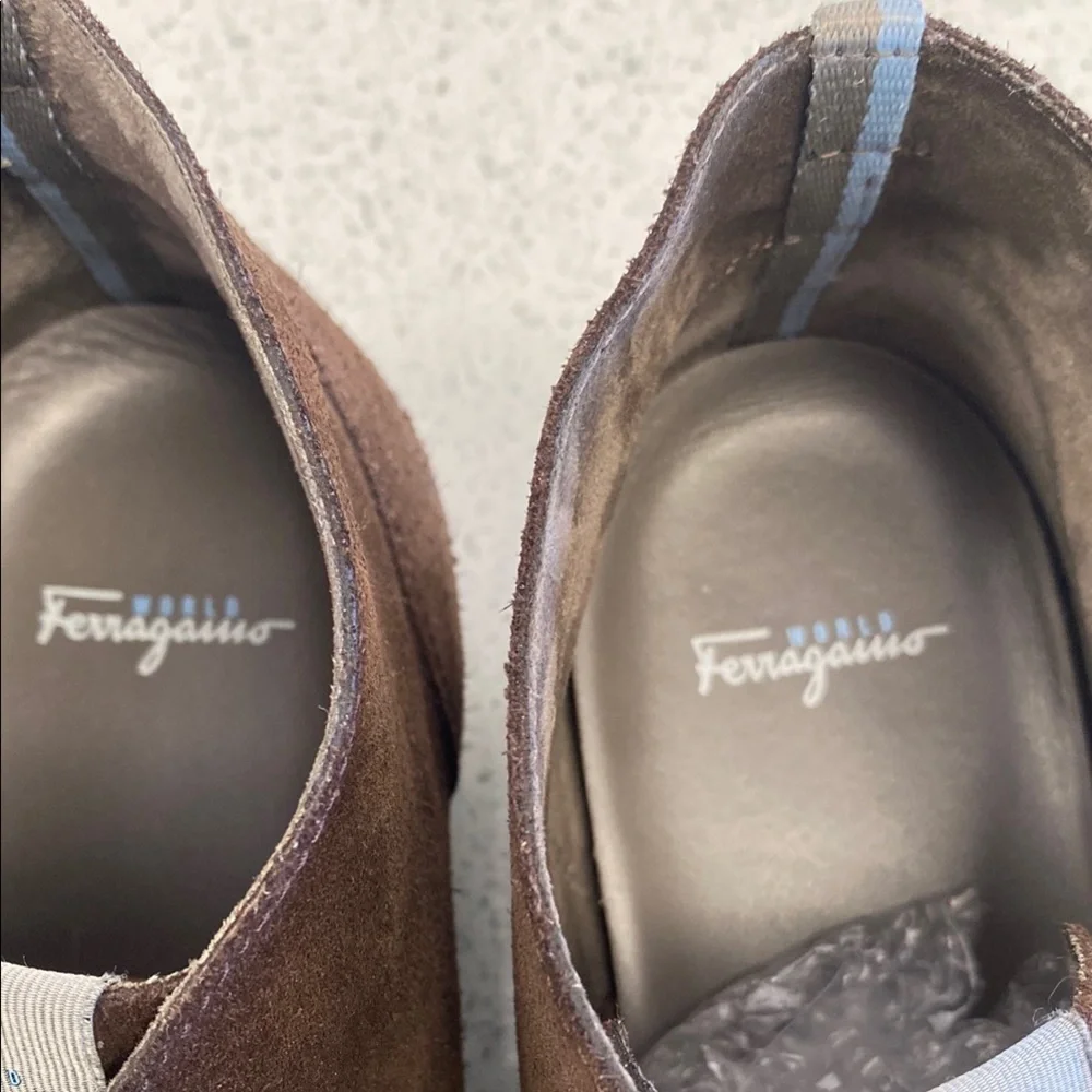 Salvatore Ferragamo Brown Chukka Boots Suede Leather